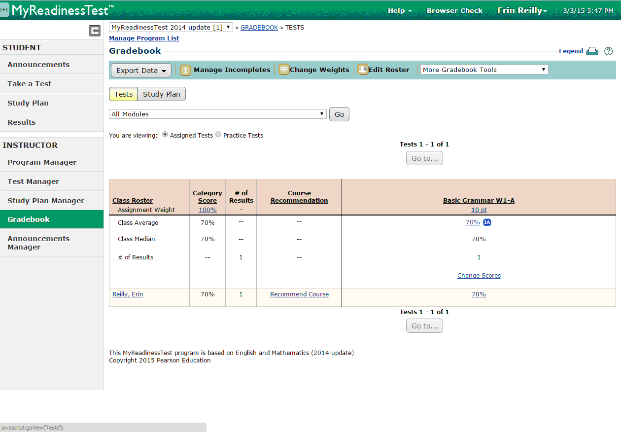 My readiness test